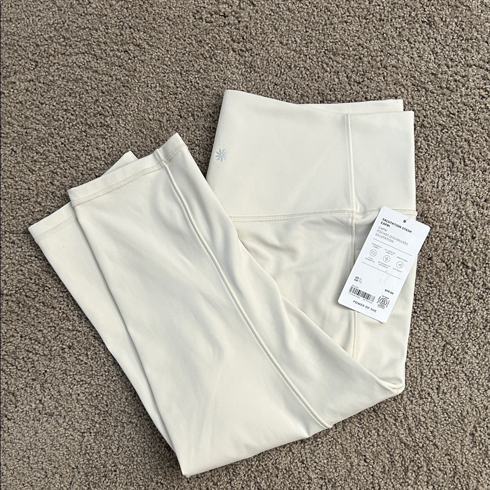 Athleta Cream High-Waist Capri Leggings
